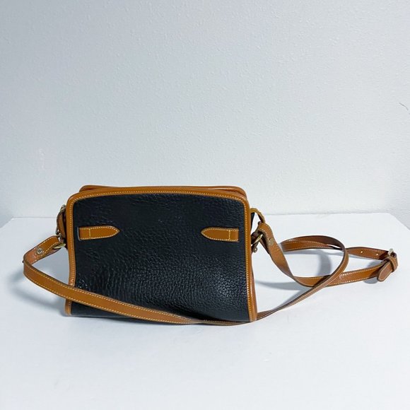 DOONEY & BOURKE ‘All Weather' Leather Black Tan Zip-Top Satchel Handbag VINTAGE - Picture 4 of 9